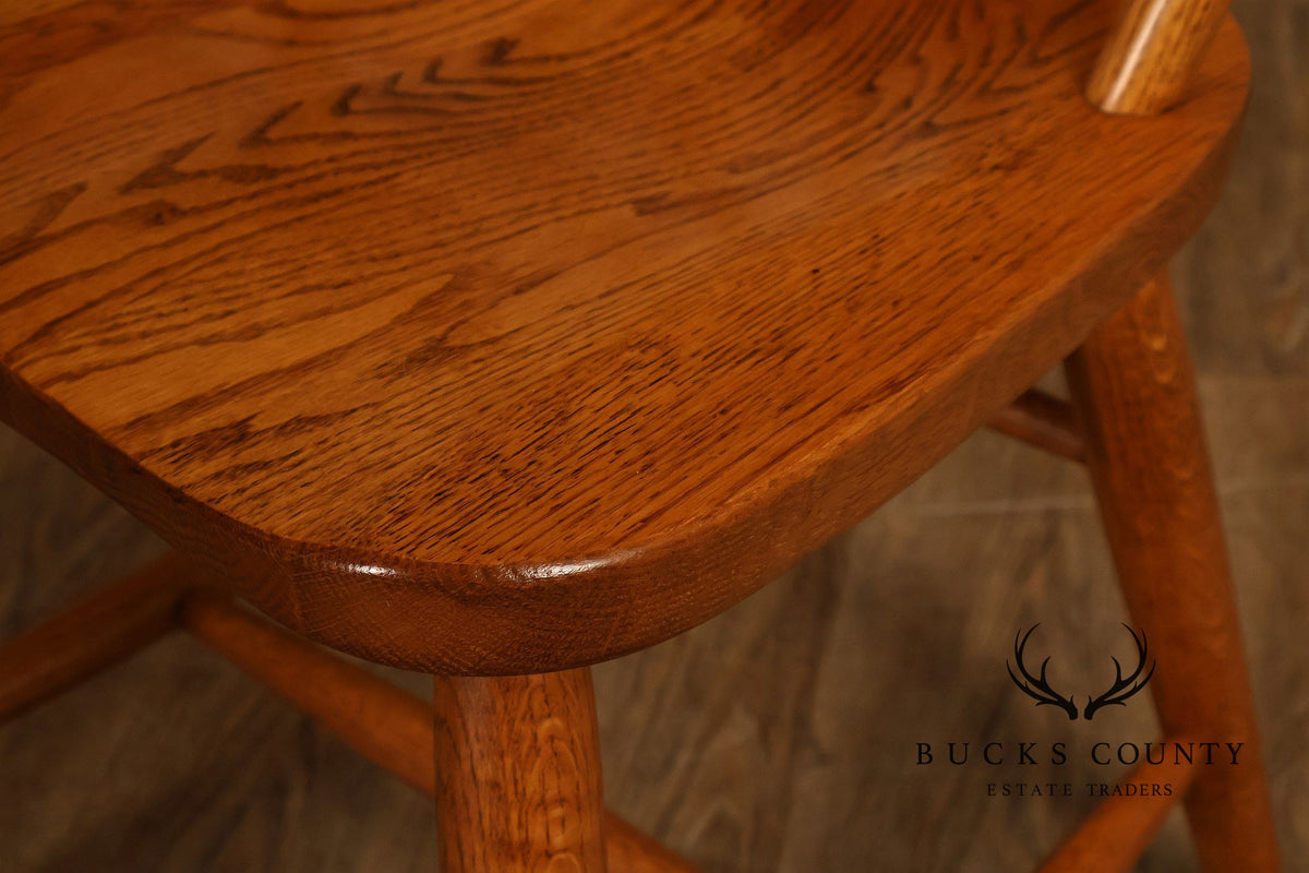 Richardson Brothers Colonial Windsor Style Set Of Seven Oak Dining Chairs