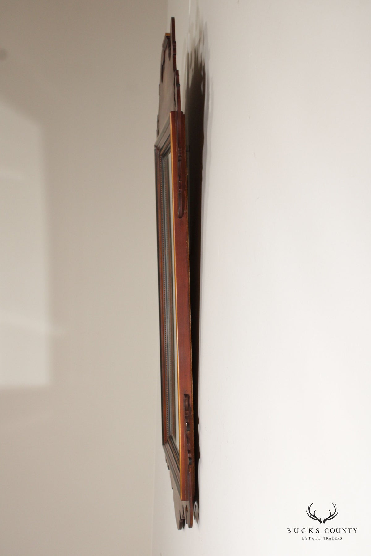 Drexel Heritage 'Devoncourt' Chippendale Style Mahogany Inlaid Wall Mirror