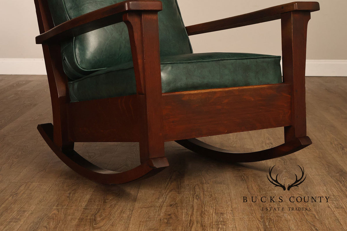 Limbert Arts & Crafts Antique Mission Oak Lounge Chair And Rocking Chair