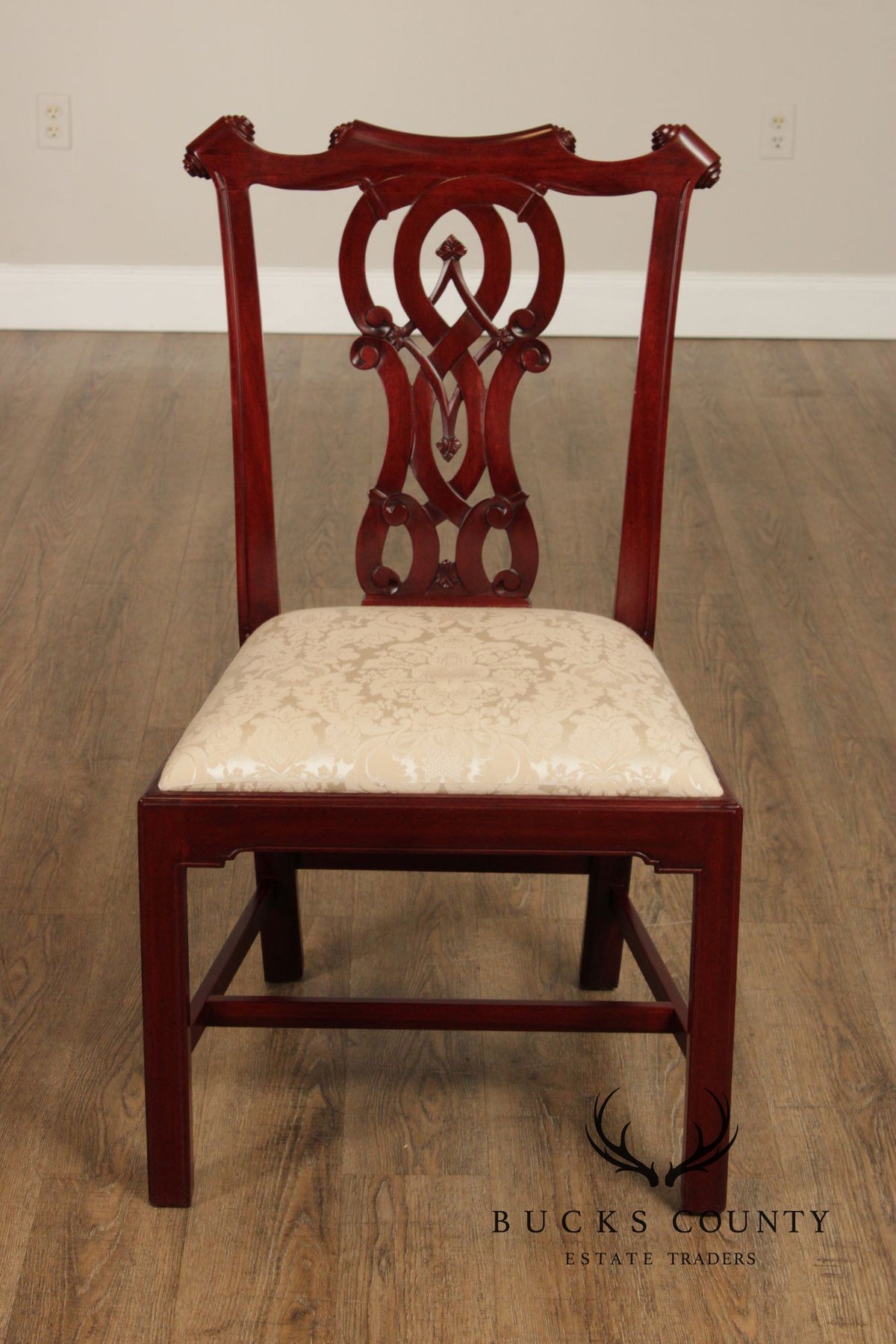 Chippendale Style Set Of Four Carved Mahogany Dining Chairs
