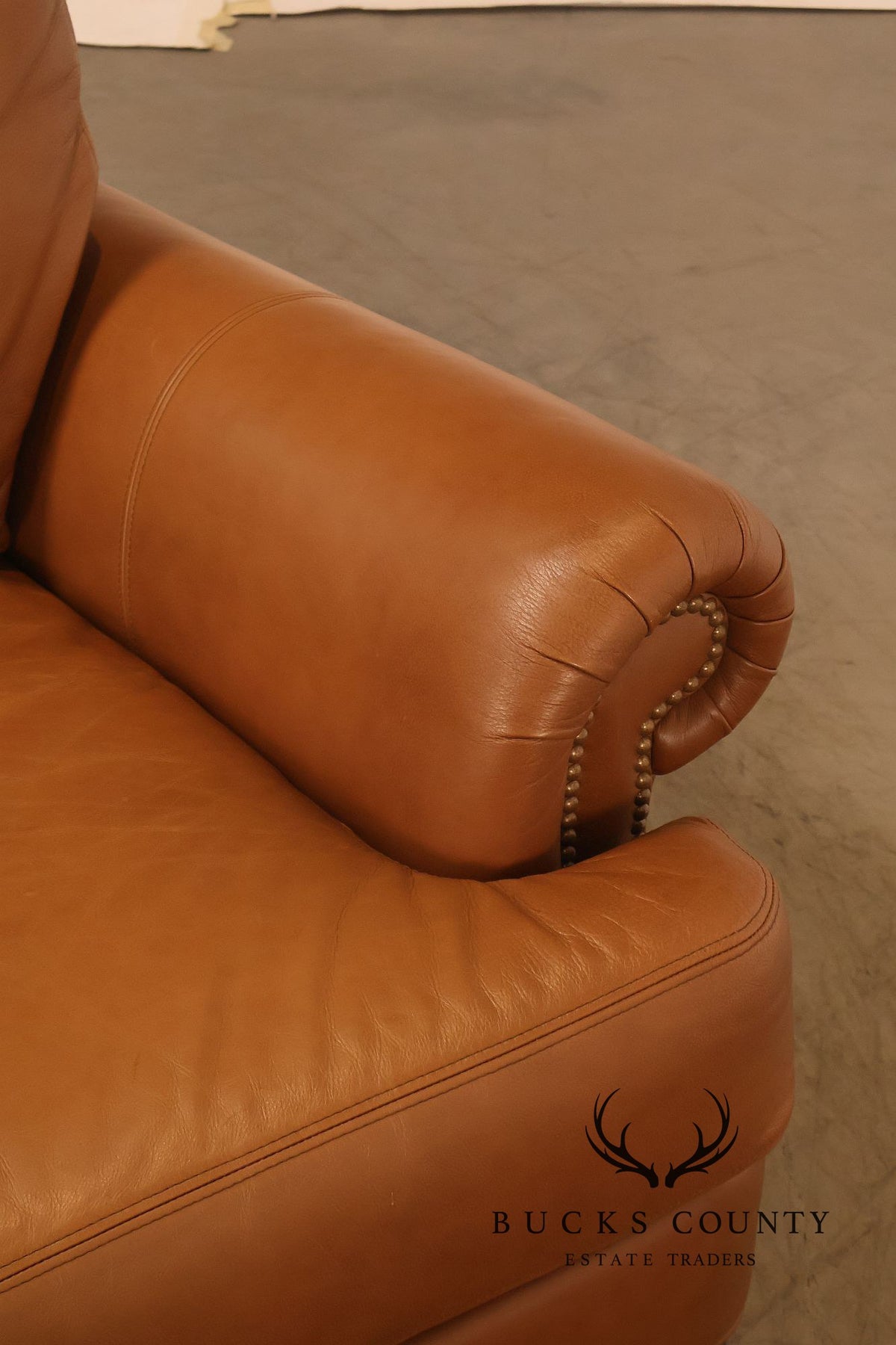 Ethan Allen 'Hyde' Three-Seat Leather Sofa