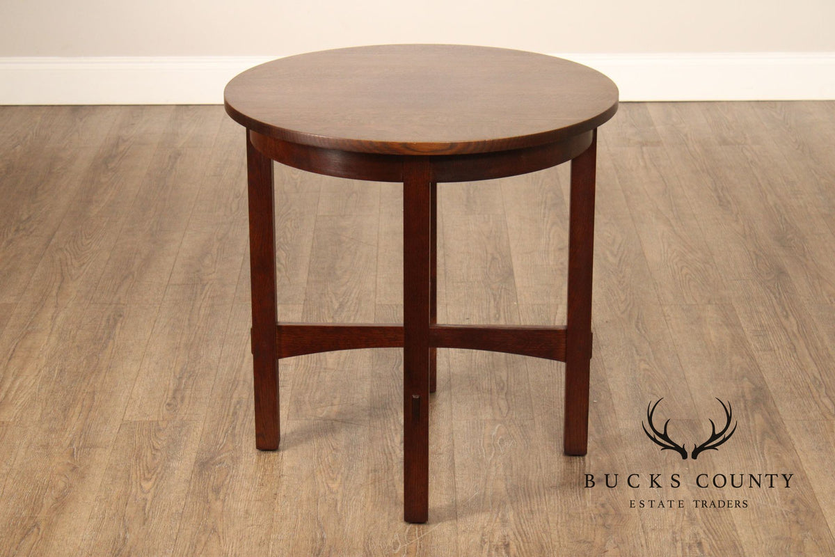 Stickley Mission Collection Oak Round Lamp Table