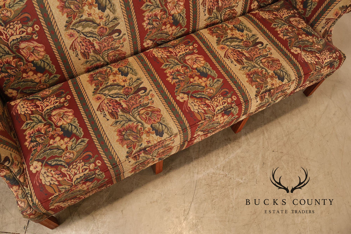 Vintage Traditional Camelback Sofa With Floral Upholstery