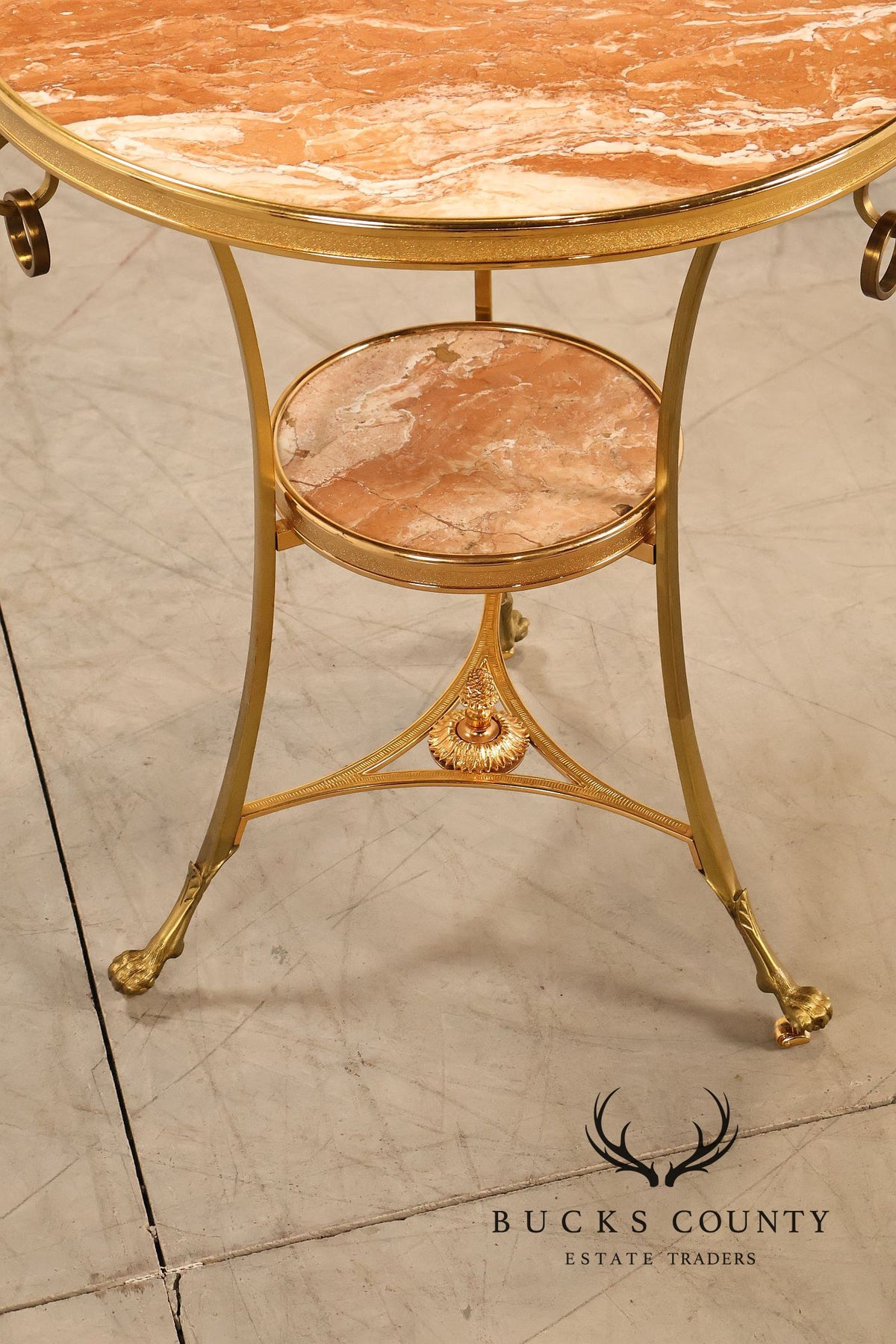 Neoclassical Style Pair of Marble Top Gueridon Side Tables