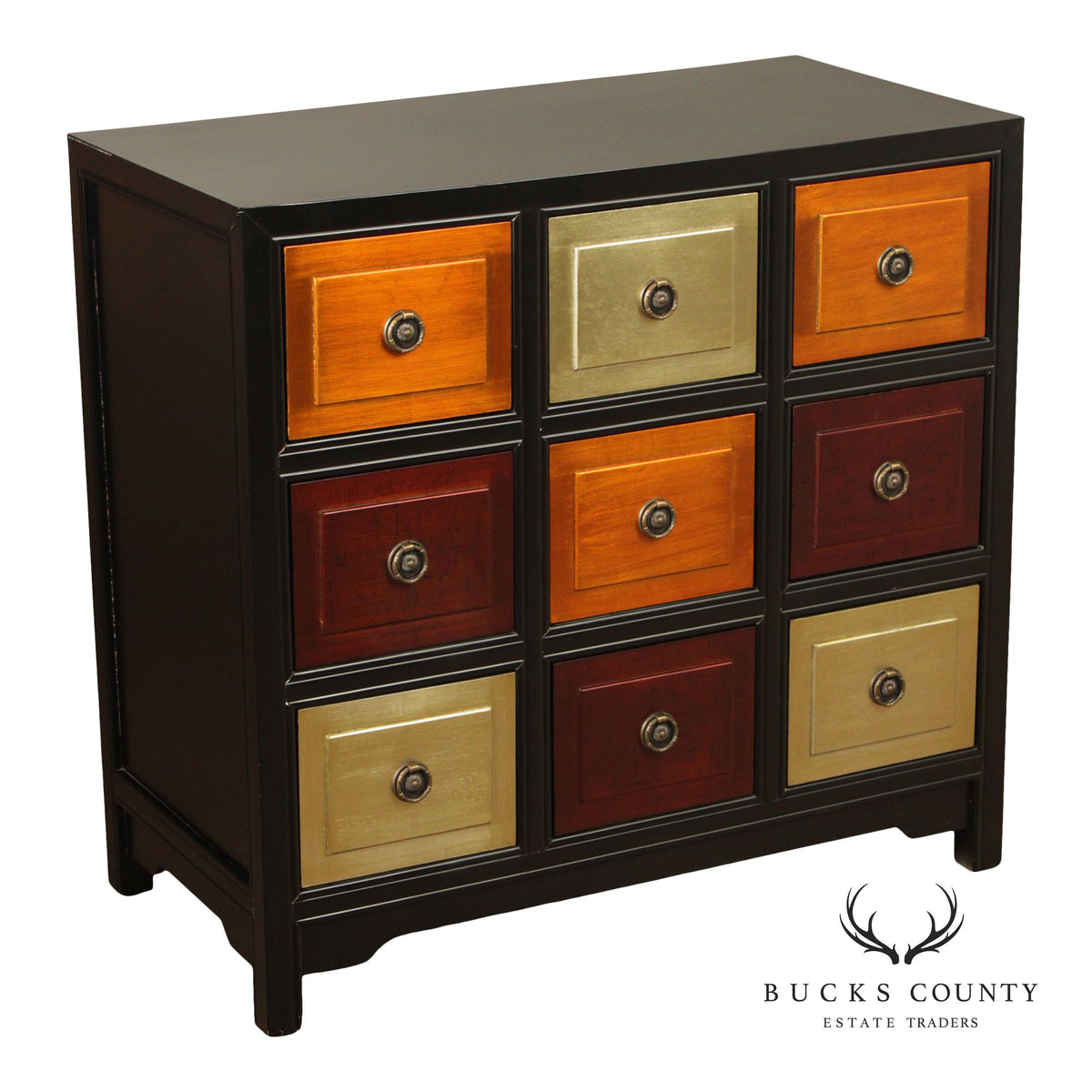 Contemporary Style Multi-Color Painted Nine Drawer Chest