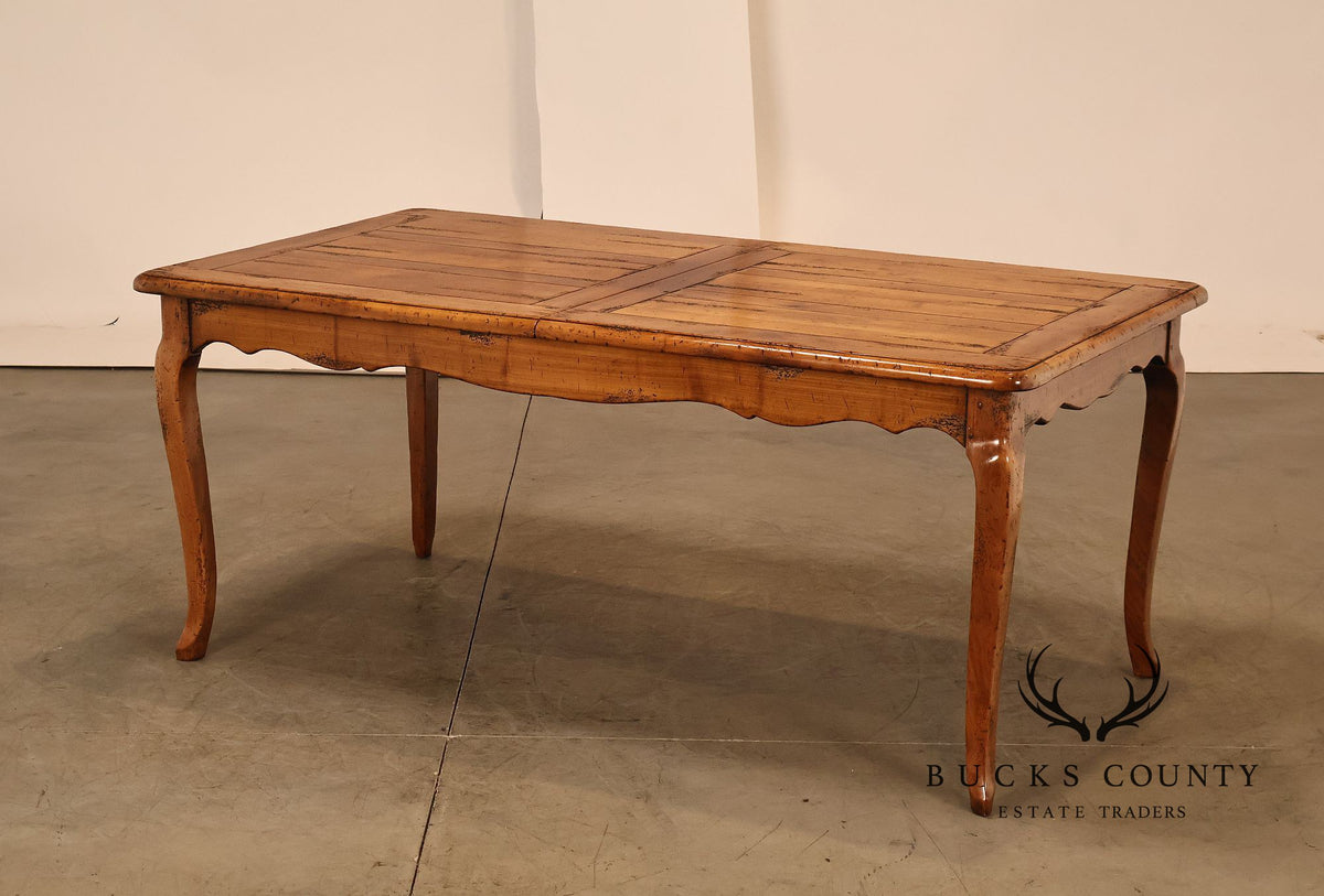 French Provincial Style Distressed Wood Extendable Dining Table
