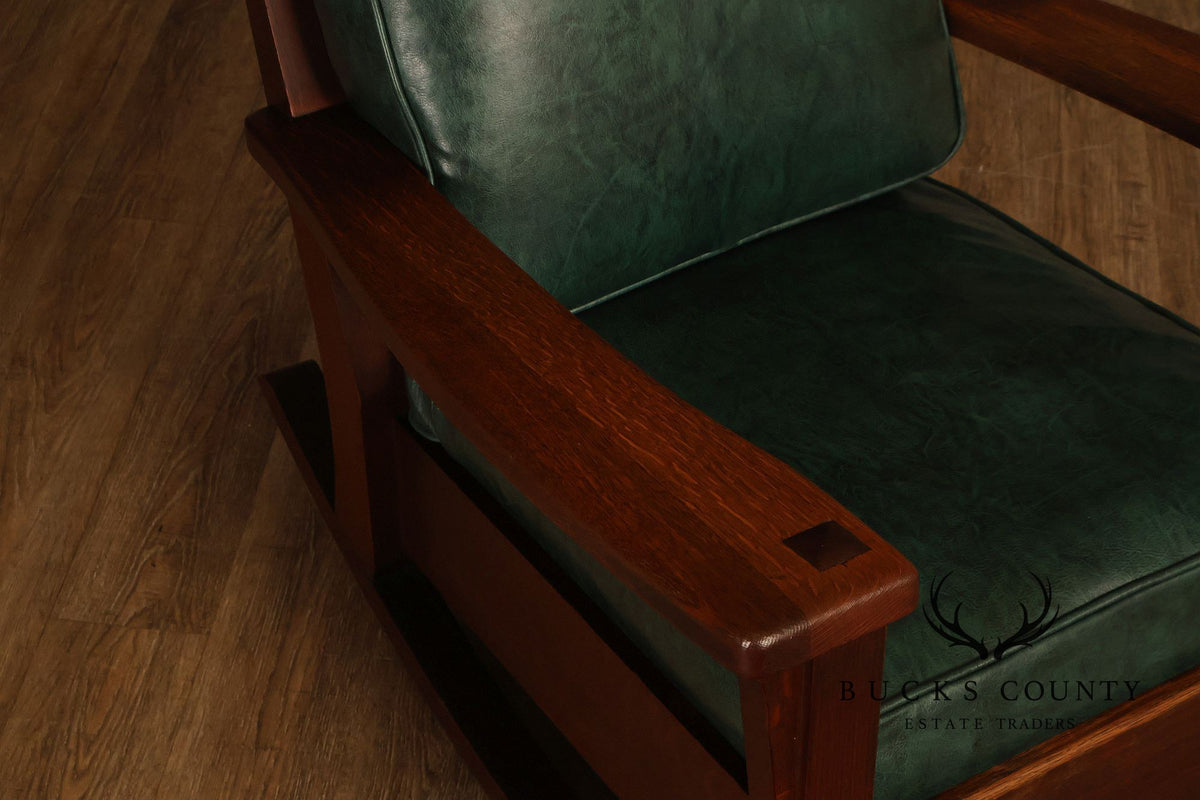 Limbert Arts & Crafts Antique Mission Oak Lounge Chair And Rocking Chair