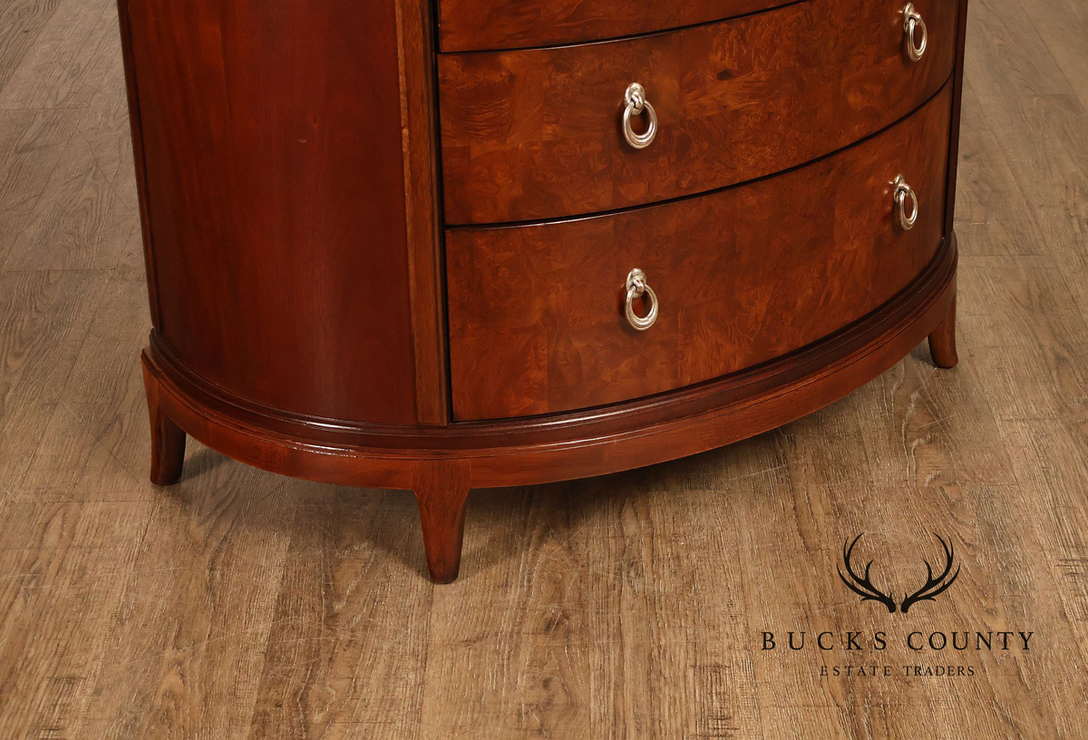 Thomasville Bogart Collection Pair of Marble Top Burlwood Commodes