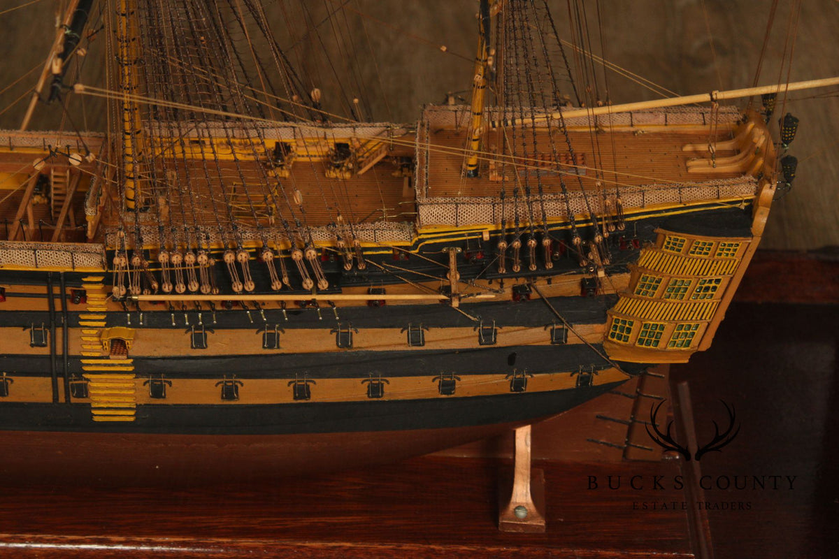 Model Ship 'HMS Victory' In Wooden Display Case