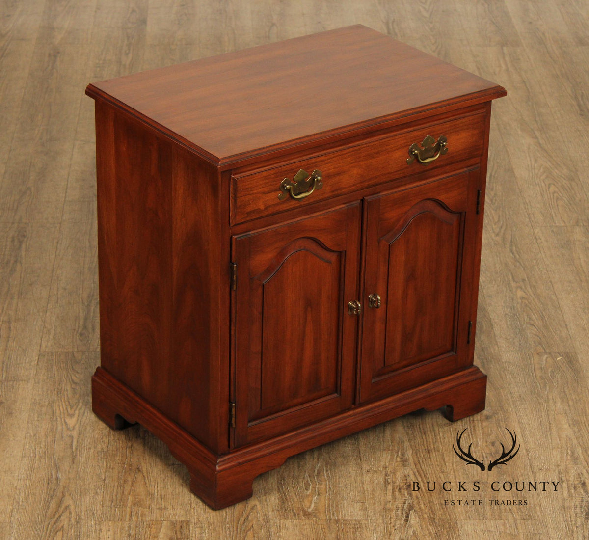 Henkel Harris Chippendale Style Pair of Cherry Nightstands