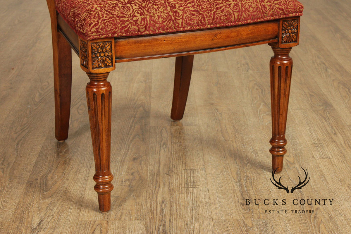 Ethan Allen 'Townhouse' Set of Six Carved Frame Upholstered Dining Chairs