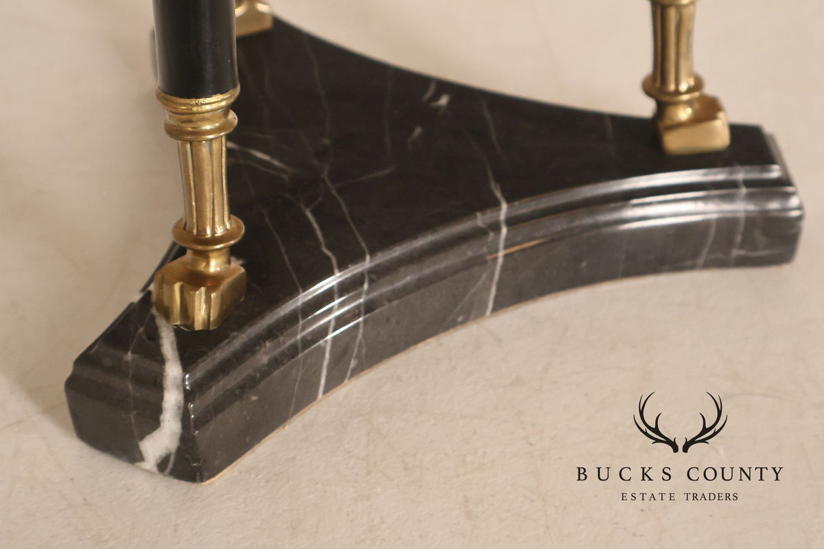 Empire Style Brass Swan And Marble Hurricane Candle Holder