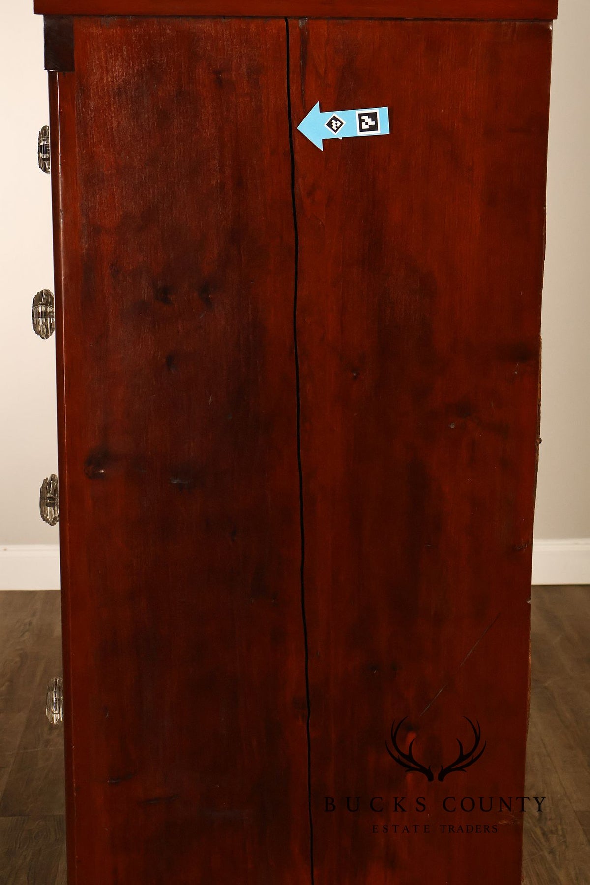 Antique American Classical Mahogany Tall Chest Of Drawers With Glass Knobs