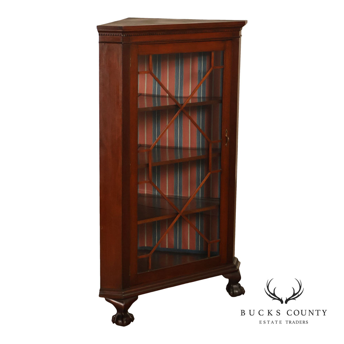 Renaissance Revival Carved Mahogany Corner Bookcase