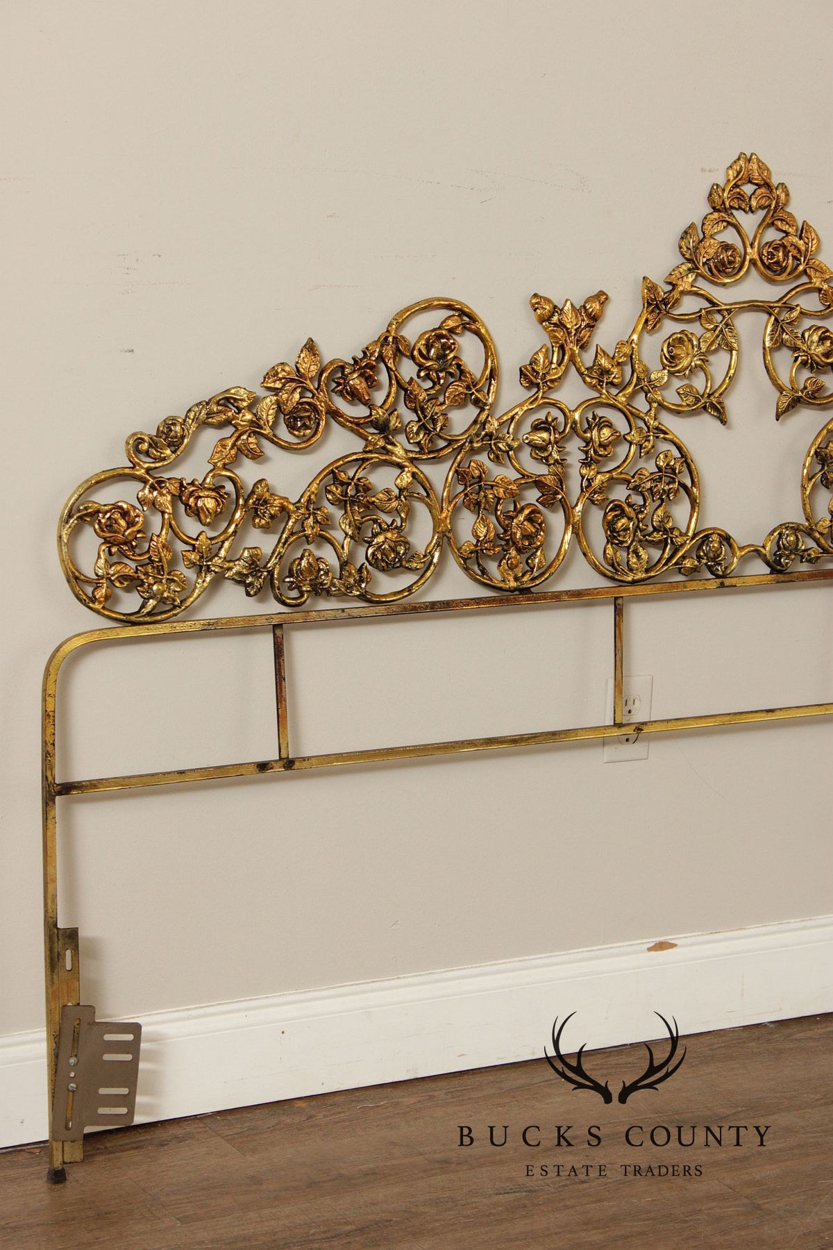 Rococo Style King Size Scrolling Brass Headboard