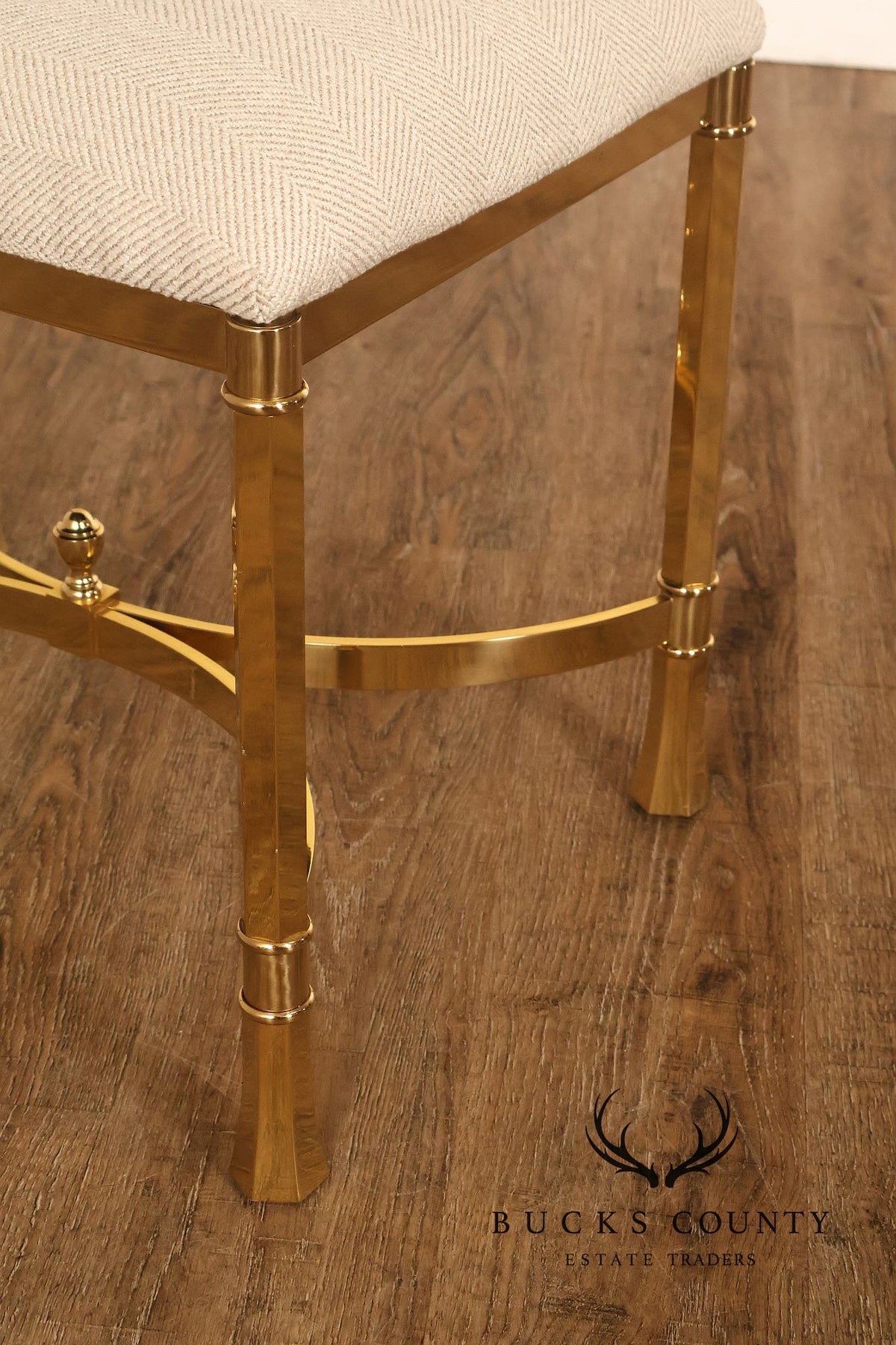 Italian Modern Pair of Sculpted Brass Ottomans