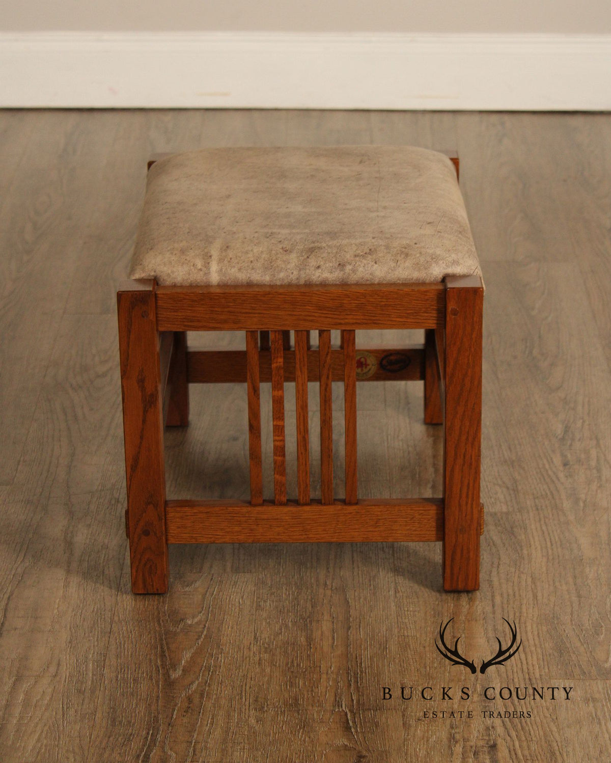Stickley Mission Collection Oak and Leather Footstool