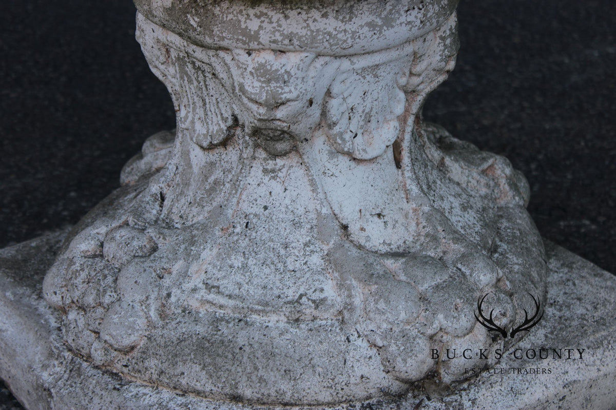 Classical Style Pair of Cast Stone Garden Urns