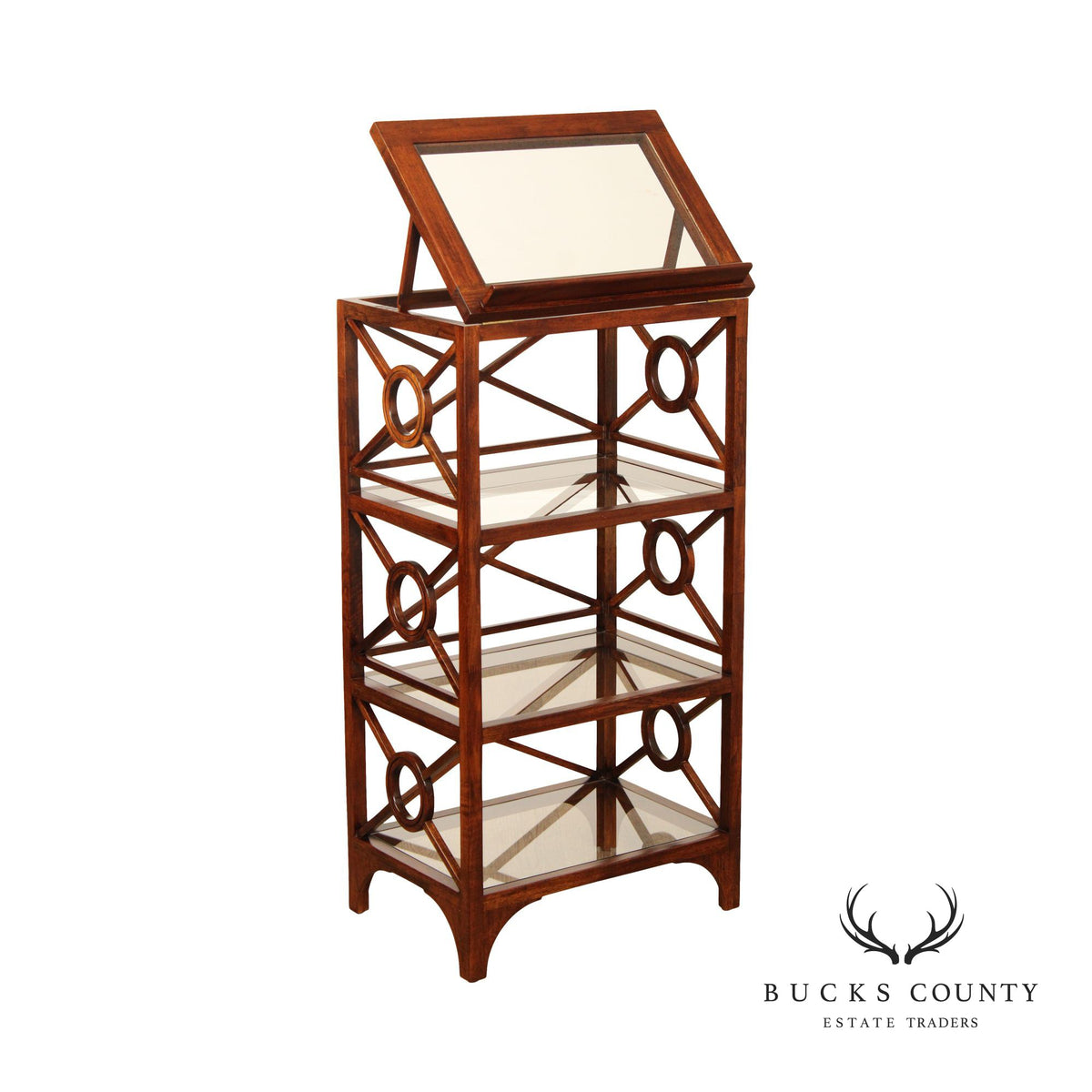 Selamat Designs Mahogany And Glass Shelf Etagere