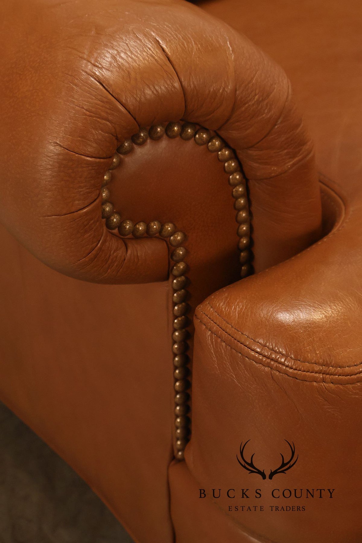 Ethan Allen 'Hyde' Three-Seat Leather Sofa