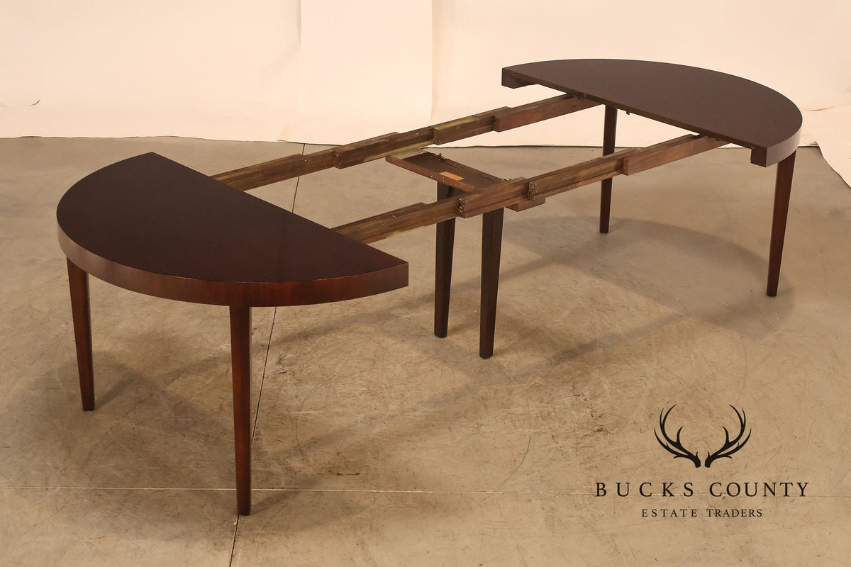 Dunbar Mid Century Modern Round Mahogany Extension Dining Table With Three Leaves