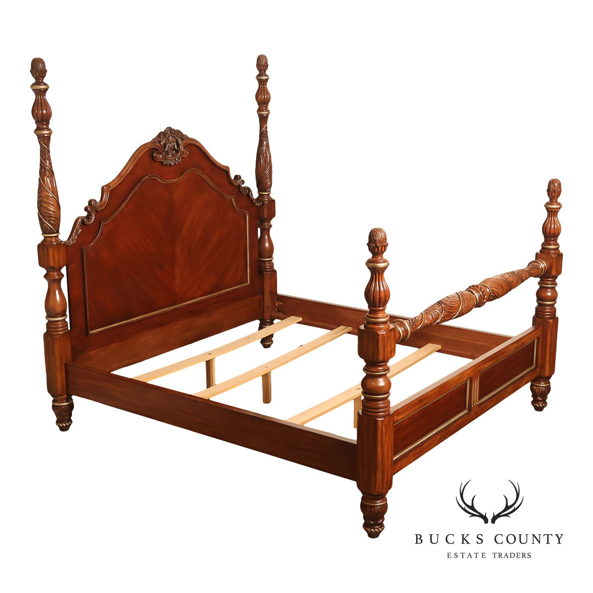 Drexel Heritage Carved King Size Four Poster Bed