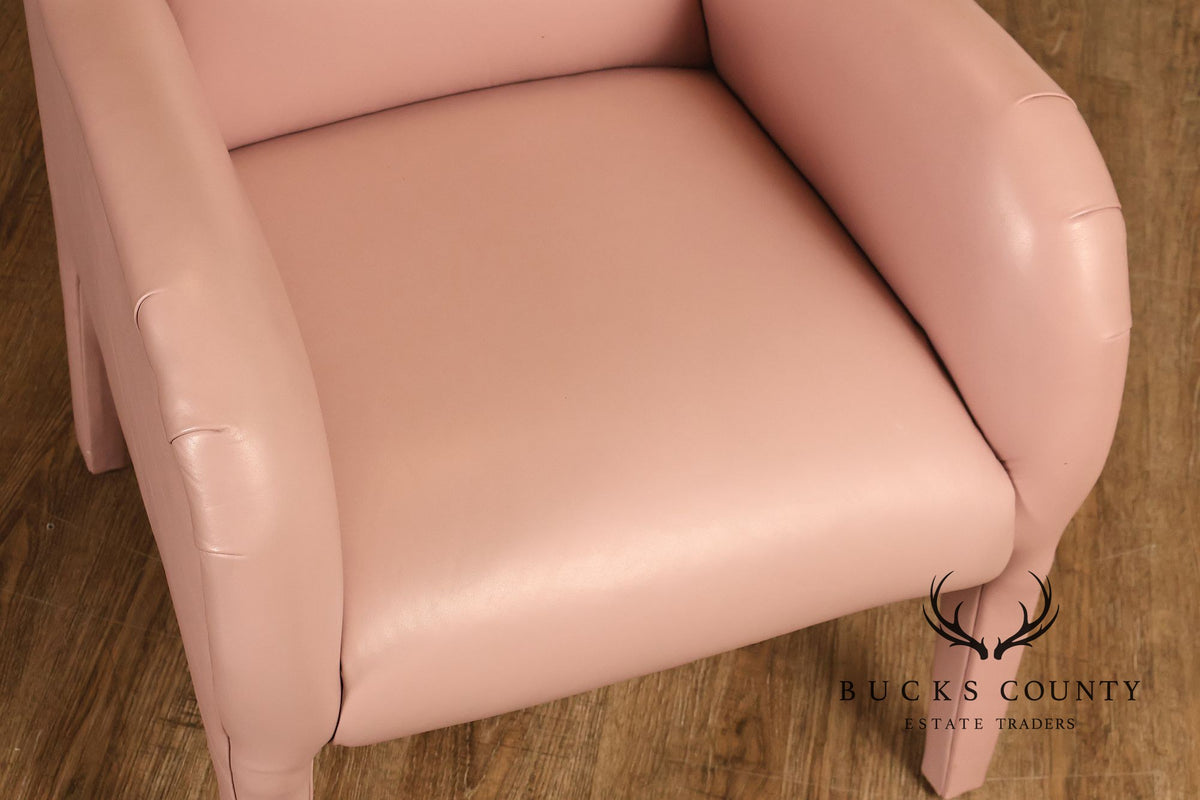 Vintage Lazar Industries East Pair Of Contemporary Modern Pink Upholstered Armchairs