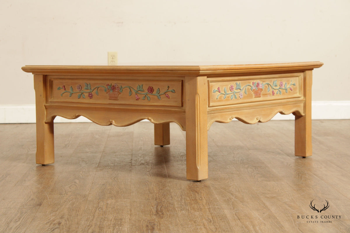 The Guild Hall French Country Style Carved and Painted Coffee Table