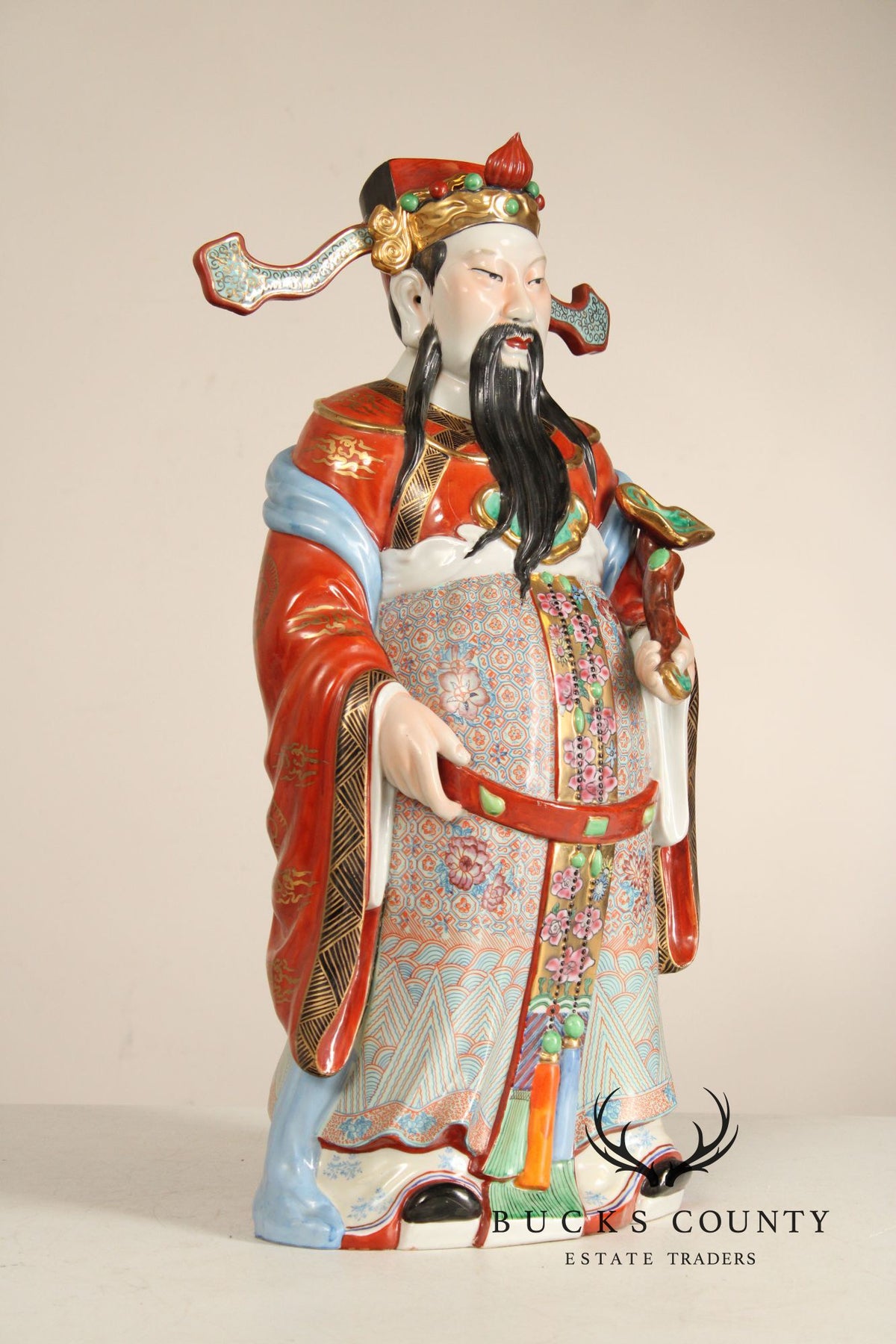 Set Of 3 Chinese Porcelain Fu Lu Shou Immortal Figurines