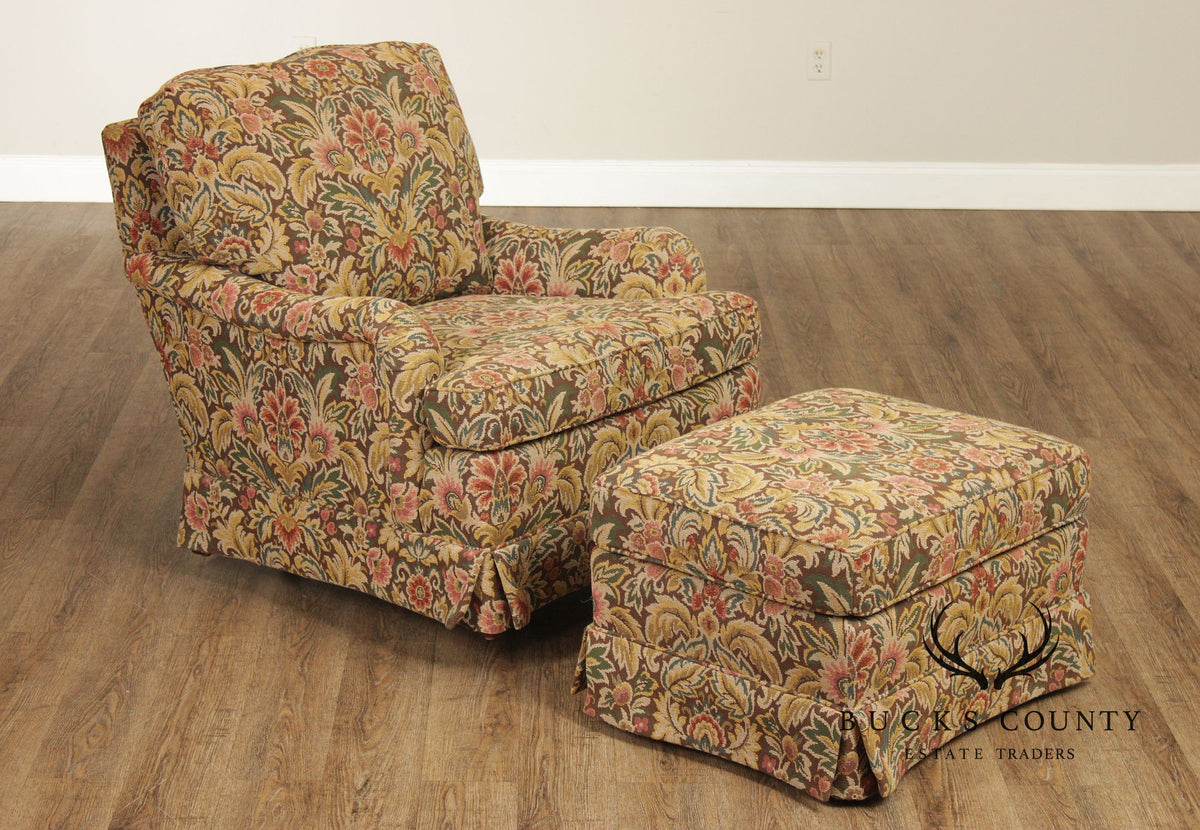 TRS Furniture Traditional Floral Upholstered Club Chair And Ottoman