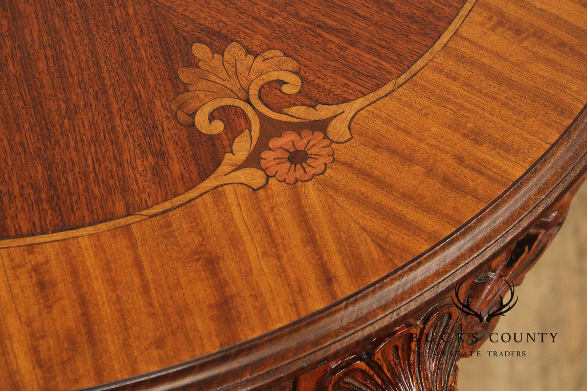 French Court Galleries Rococo Style Round Inlaid Side Table