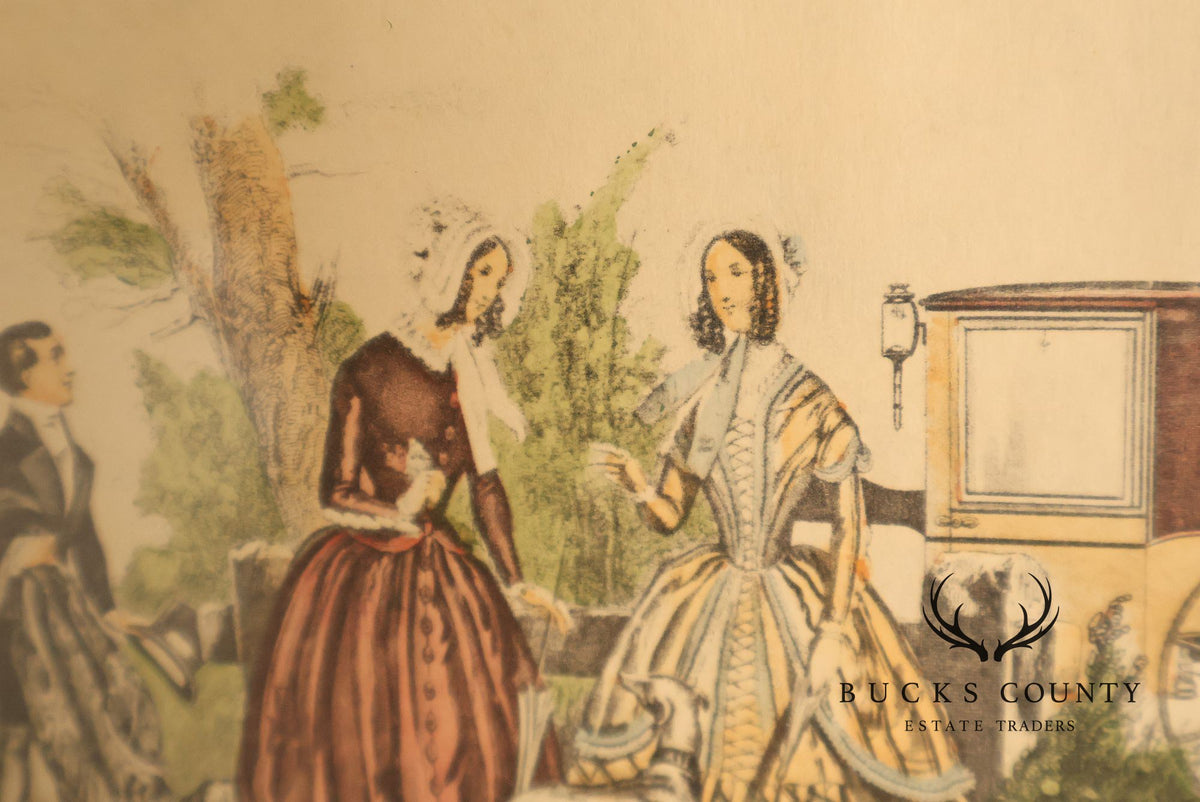 Antique Framed Print, 'Godey's Americanized Paris Fashions, 1847'