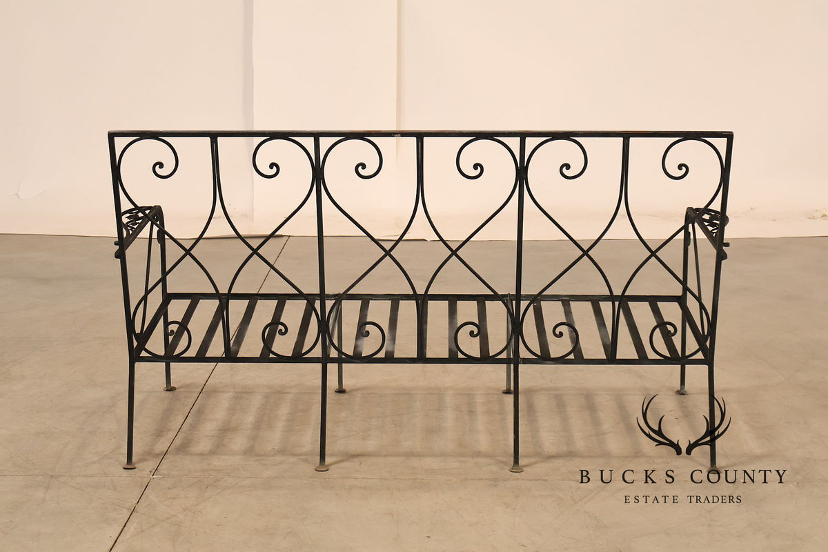 Vintage Wrought Iron Scrollwork Garden Bench