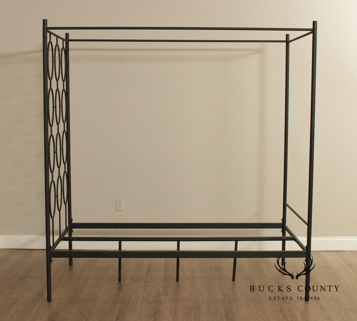 West Elm Pair of 'Ellipse' Twin Size Iron Canopy Beds