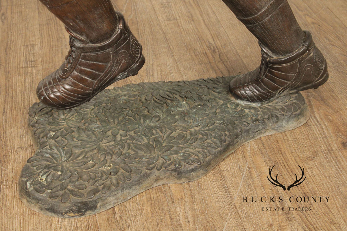 Bronze Garden Statue Of A Football Player