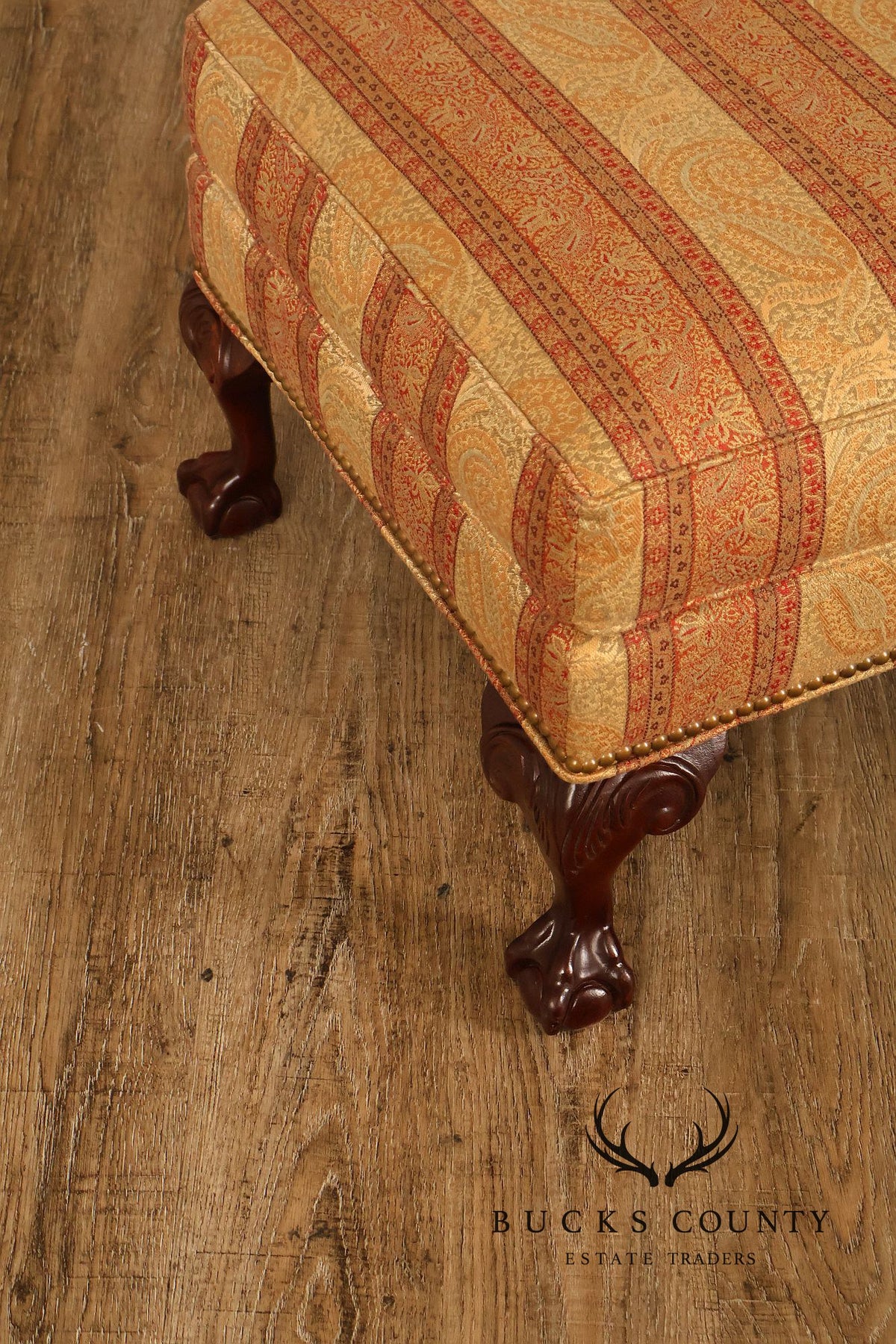 Parker Southern Chippendale Style Upholstered Ottoman