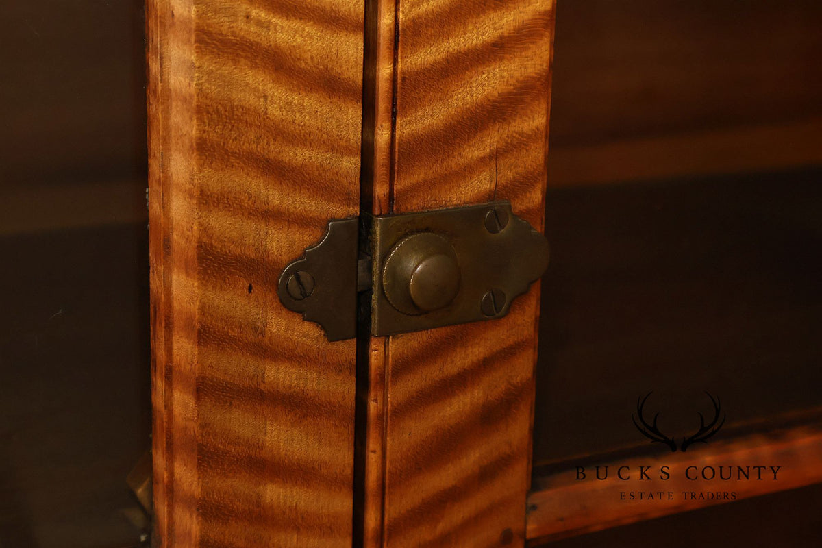 Bench Made Tiger Maple And Cherry Two Piece Stepback Hutch Cabinet
