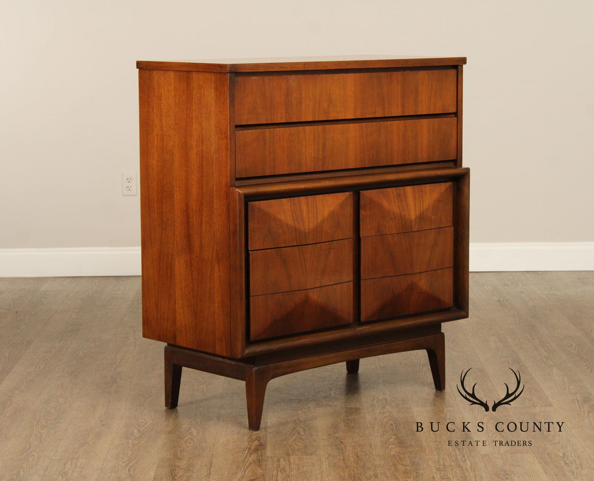 United Furniture Mid Century Modern Walnut High Chest