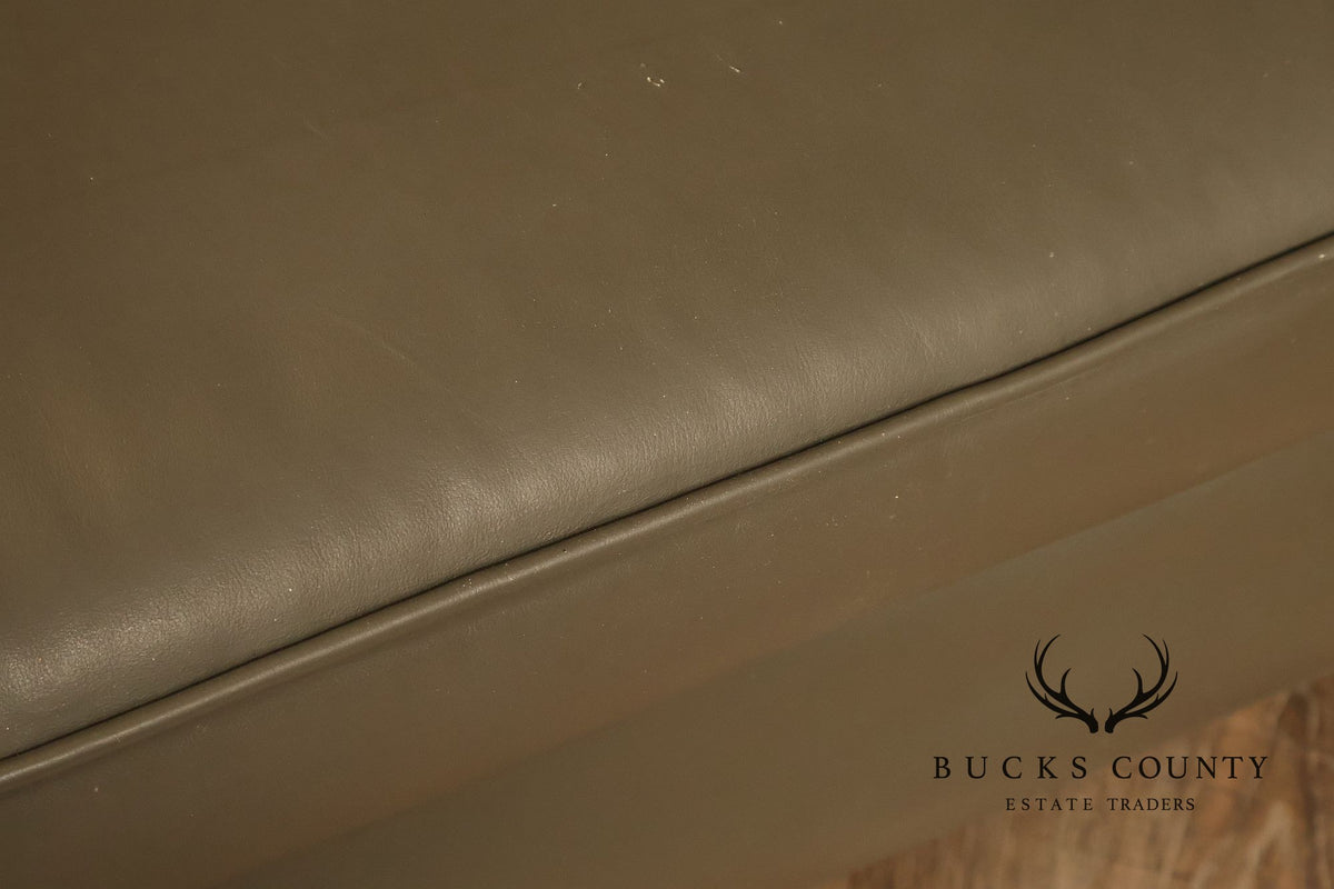 Ethan Allen Traditional Leather Ottoman