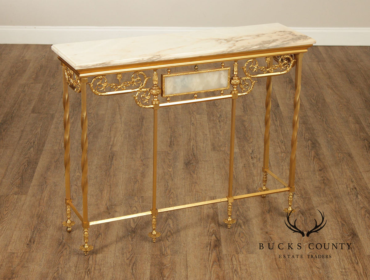 Italian Marble Top Gilt Bronze Console Table