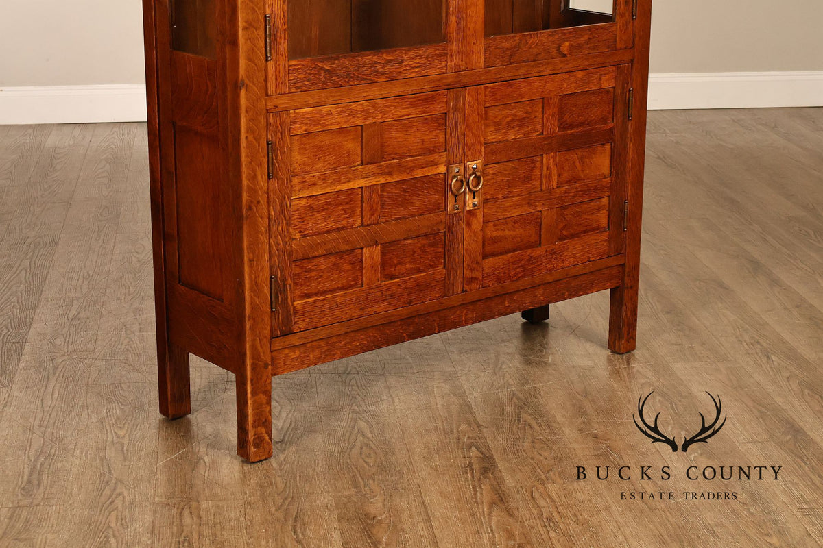 Rare Antique Gustav Stickley Oak China Cabinet Bookcase