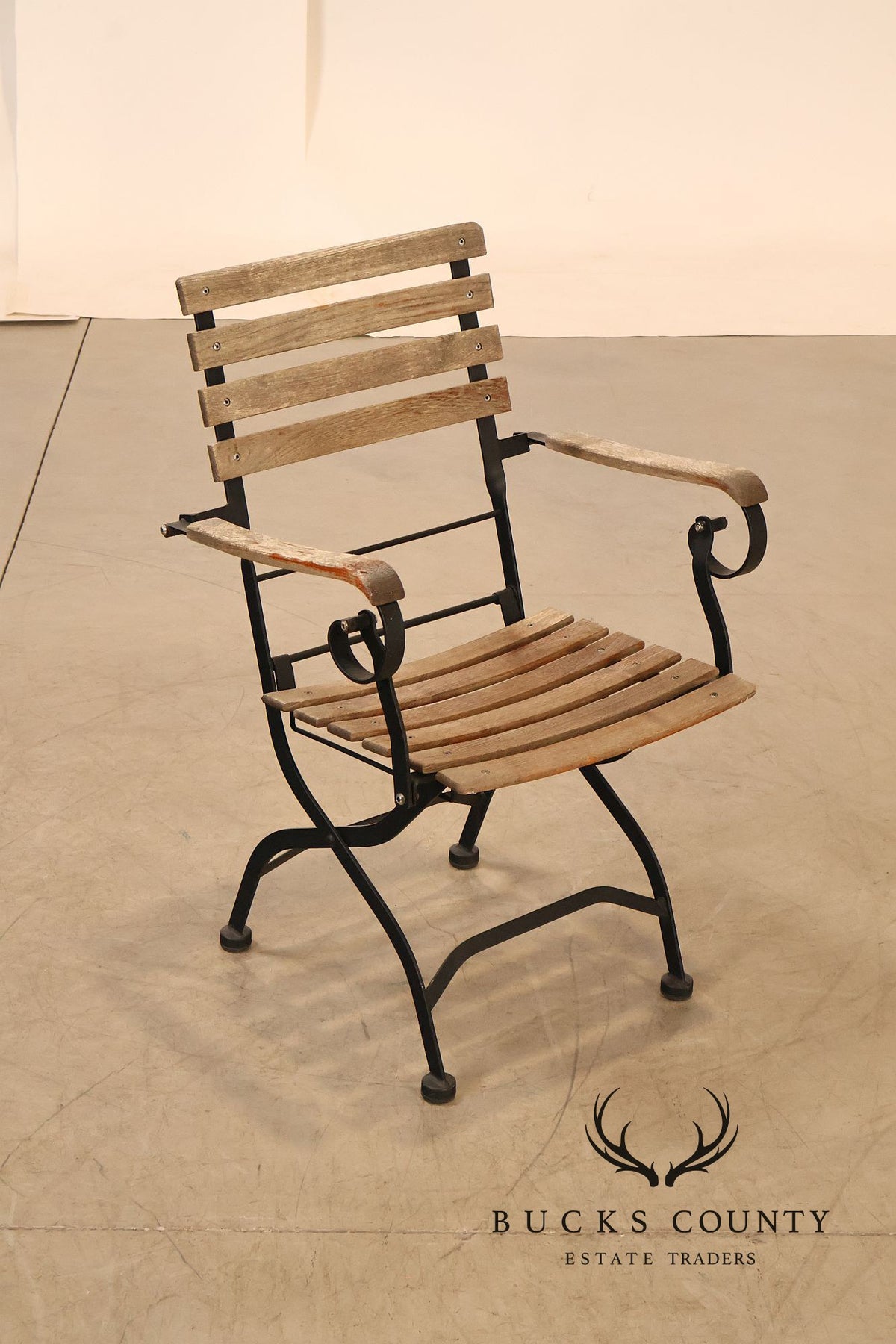 French Style Teak and Wrought Iron Five-Piece Bistro Set