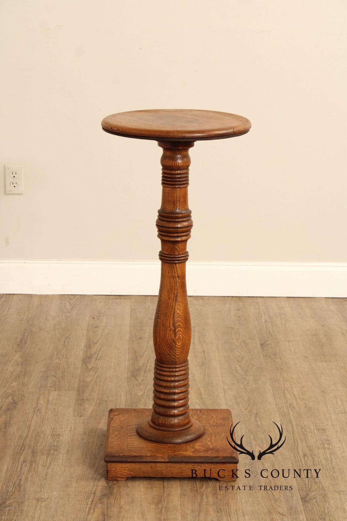 Antique Turned Oak Pedestal Plant Stand