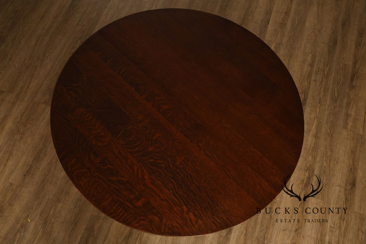 Stickley Mission Collection Round Oak Expandable Dining Table