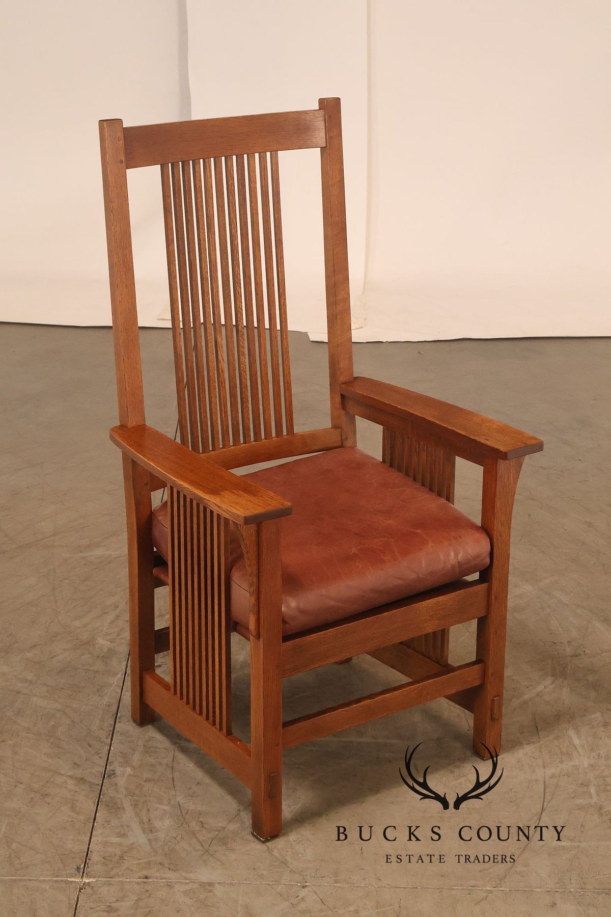 Stickley Mission Collection Set Of Six Oak Spindle Dining Chairs