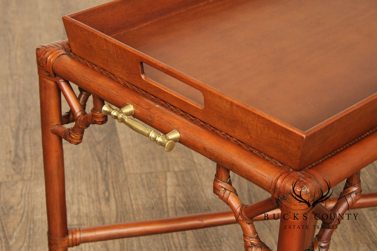Hollywood Regency Rattan Tray Table