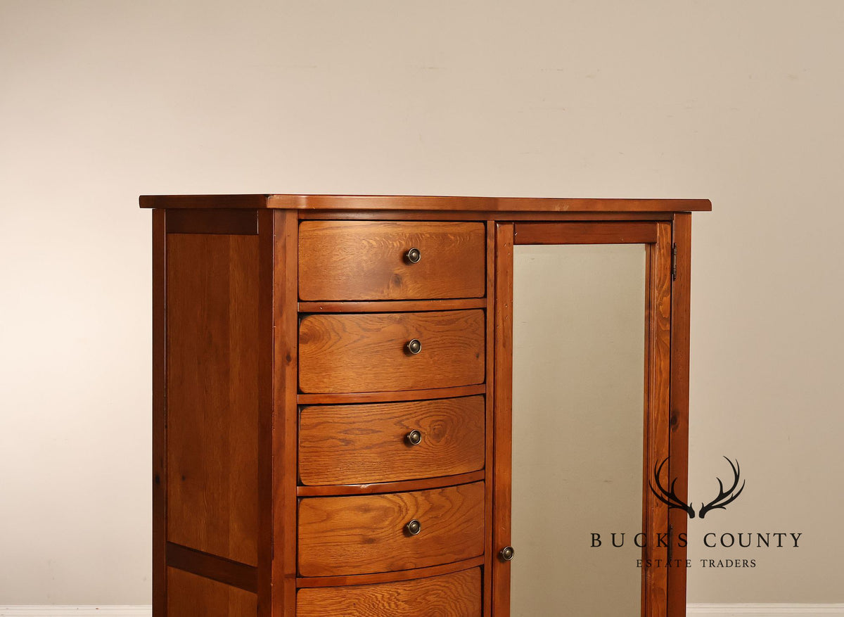 Bassett Furniture American Country Oak Seven Drawer Armoire Chifferobe With Mirror
