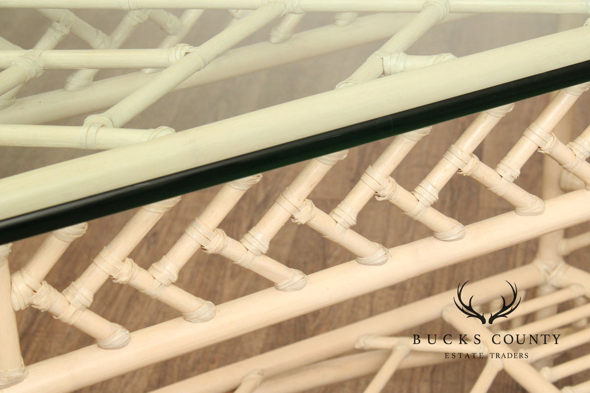 Ficks Reed Glass Top Rattan Console