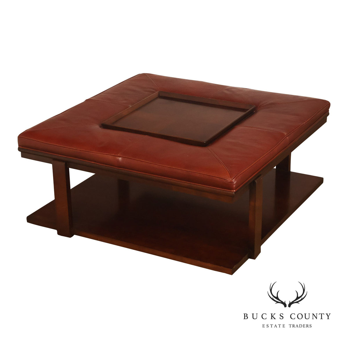 CTH Sherrill Occasional Leather Two-Tier Coffee Table