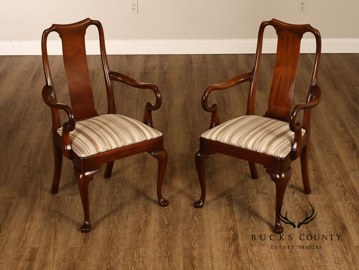 Kittinger Queen Anne Style Pair of Mahogany Gooseneck Armchairs